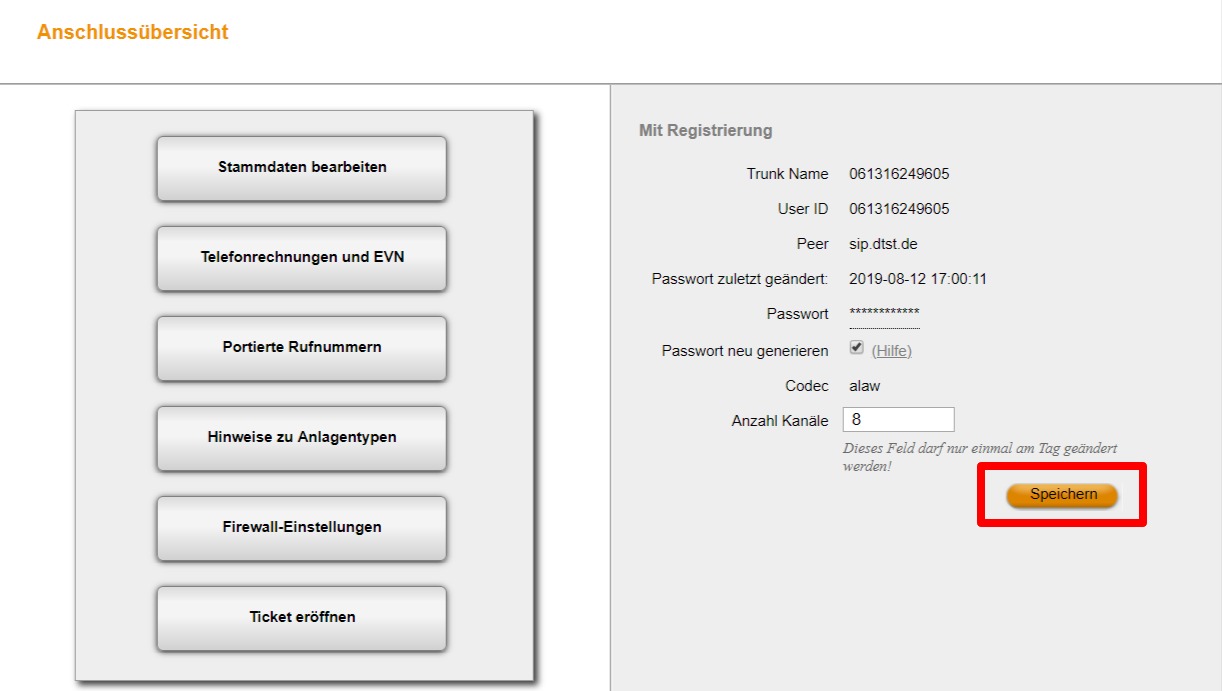 Registrierungspasswort ändern OH 02 04 Ad 10 Übersicht Stammdaten 05 1808XX
