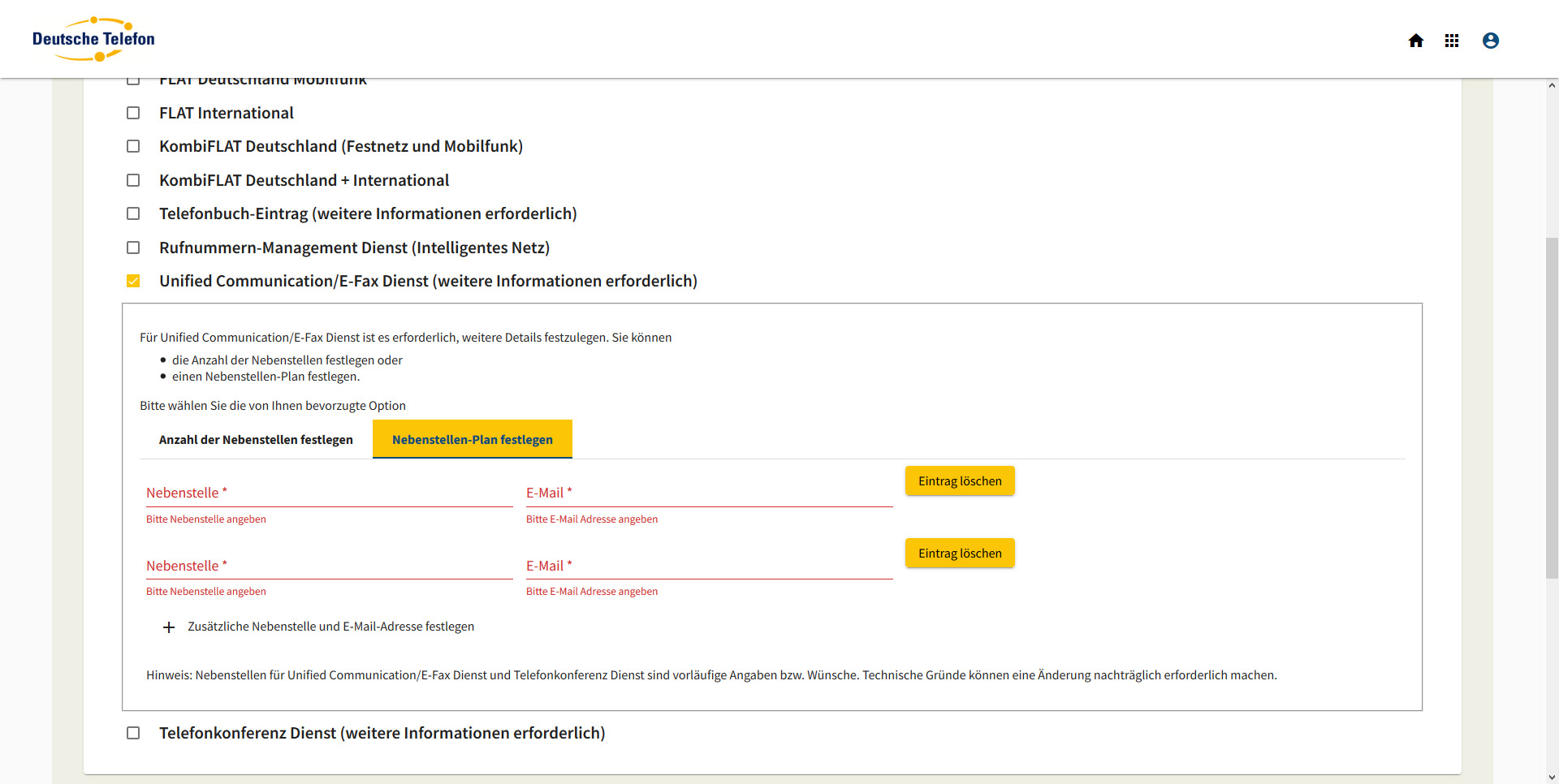 TRUNK Bestellung OH 17 Zusatzdienst EFax01 191031