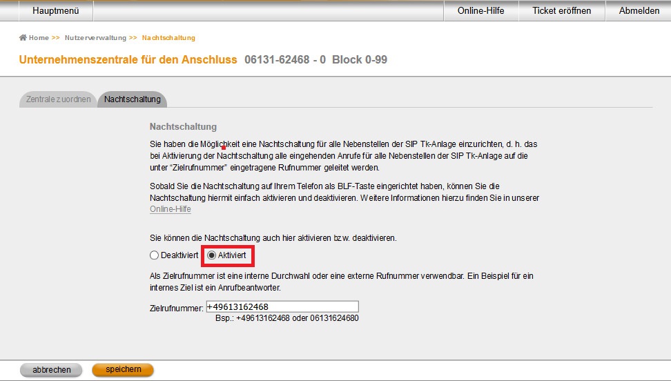 OH CentrexX Nachtschaltung 6 Nachtschaltung aktivieren 2020 05 14