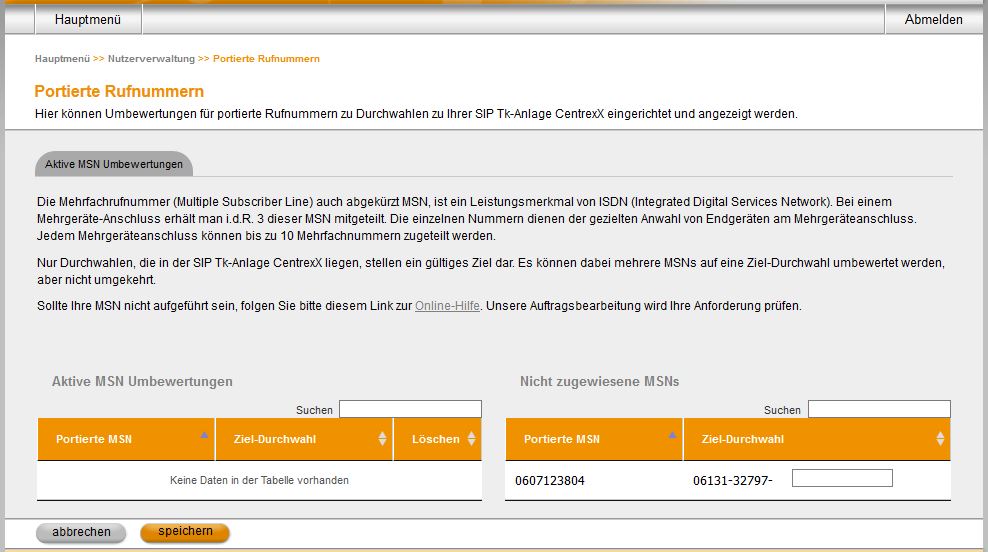 Portierte Rufnummern OH 01 05 Ad 03 Aufrufen03 190509