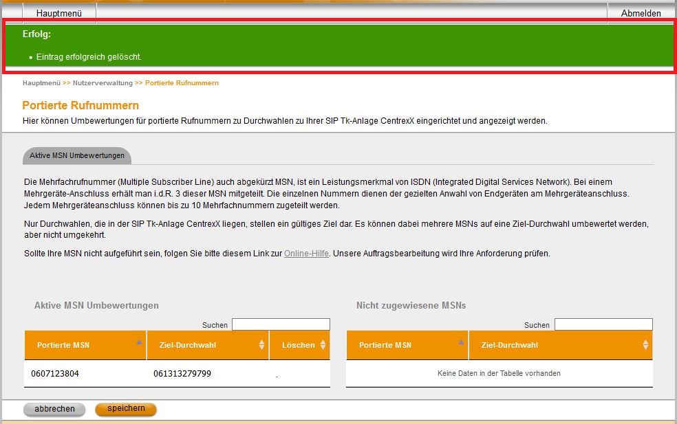 Portierte Rufnummern OH 01 05 Ad 08 Löschen02 190509