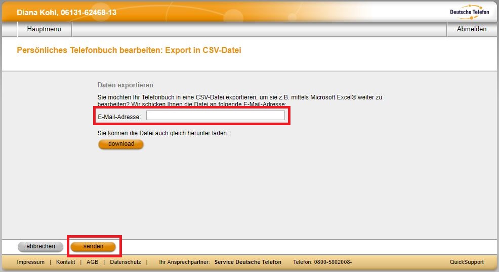 Telefonbuch OH 01 05 NU 16 Export in CSV Datei02 171117