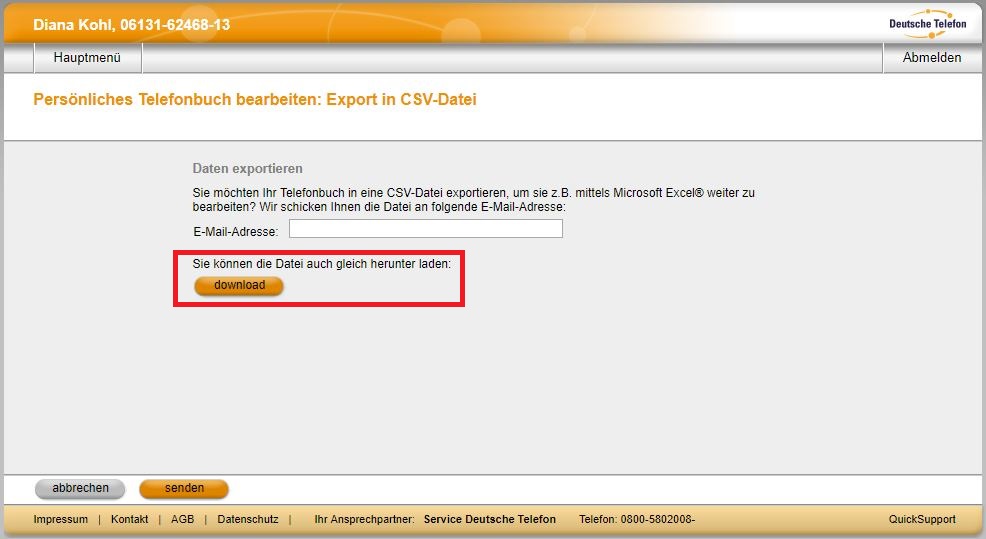 Telefonbuch OH 01 05 NU 17 Export in CSV Datei03 171117